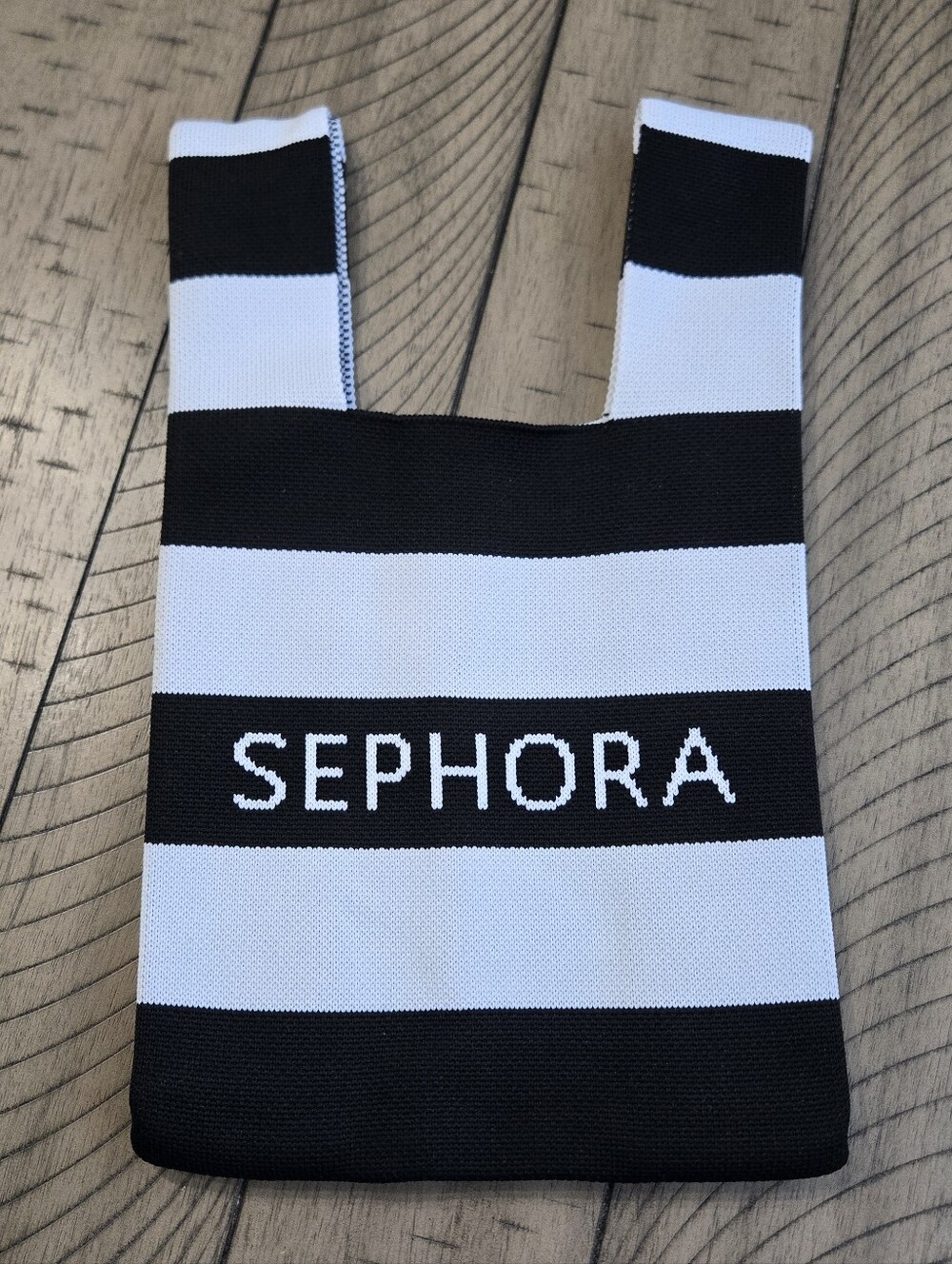 *New* Sephora Black and White Striped Knit Tote
